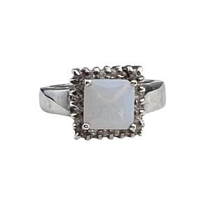 Sterling Silver Ring Size 6 Halo Setting White Stone